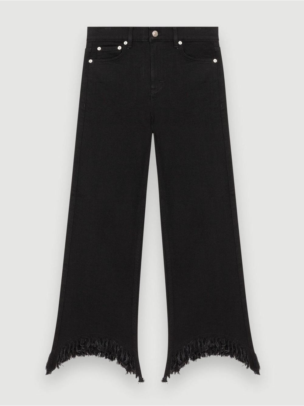 Maje Paris Women's High-Rise Black Frayed Hem Jeans